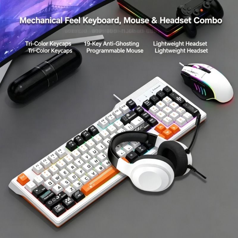 Gaming Keyboard Mouse Set - K8pro 3 em 1 Combo Gamer