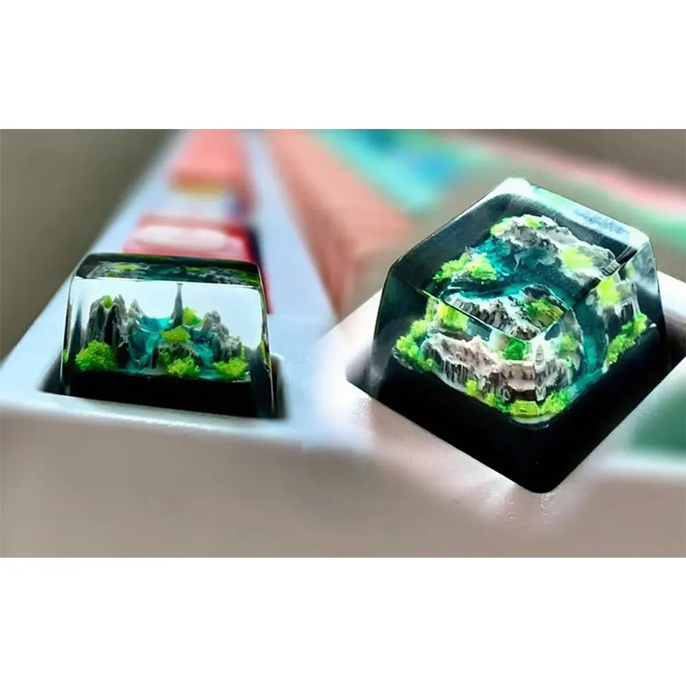 Gaming Keyboard Affordable - Montanha e mar keycaps resina artesanal