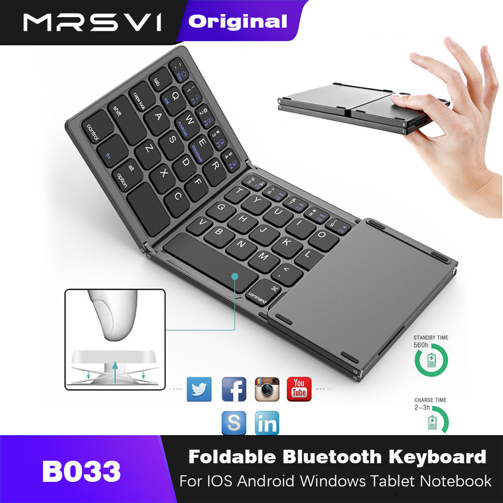 Gaming Keyboard Budget - Teclado Bluetooth Dobrável MRSVI com Touchpad,
