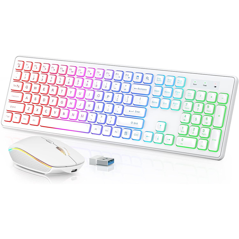Gaming Keyboard Extension - Teclado e mouse sem fio retroiluminados,