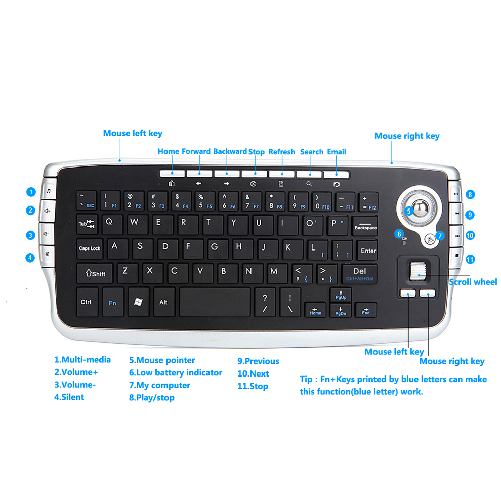 Jomaa teclado trackball sem fi - Gaming Keyboard Budget avaliação e preço
